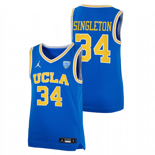Men's Youth UCLA Bruins #34 David Singleton College Basketball Game Jersey Jordan Brand Blue