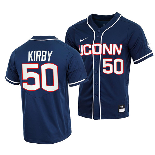 Men's Youth UConn Huskie #50 Devin Kirby College Baseball Game Jersey Nike Navy