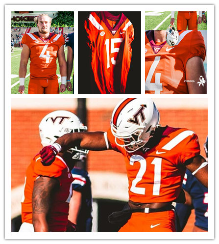 Men's Youth Virginia Tech Hokies Custom Nike Orange College Game Football Jersey 