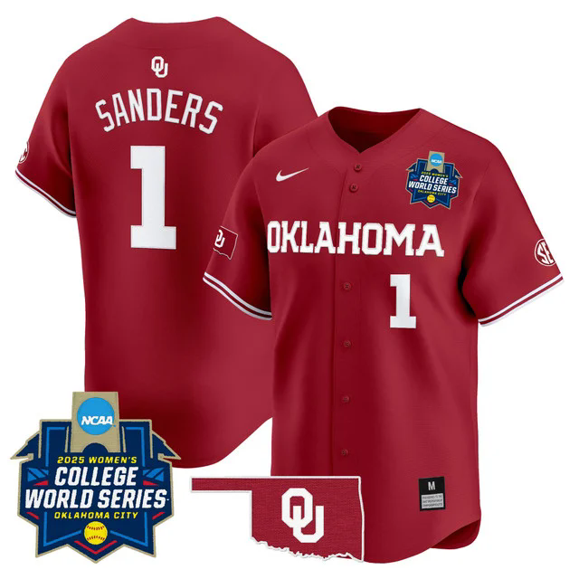 Men's size - Oklahoma Sooners Softball 2025 World Series (WCWS) jersey #1 cydney sanders.webp