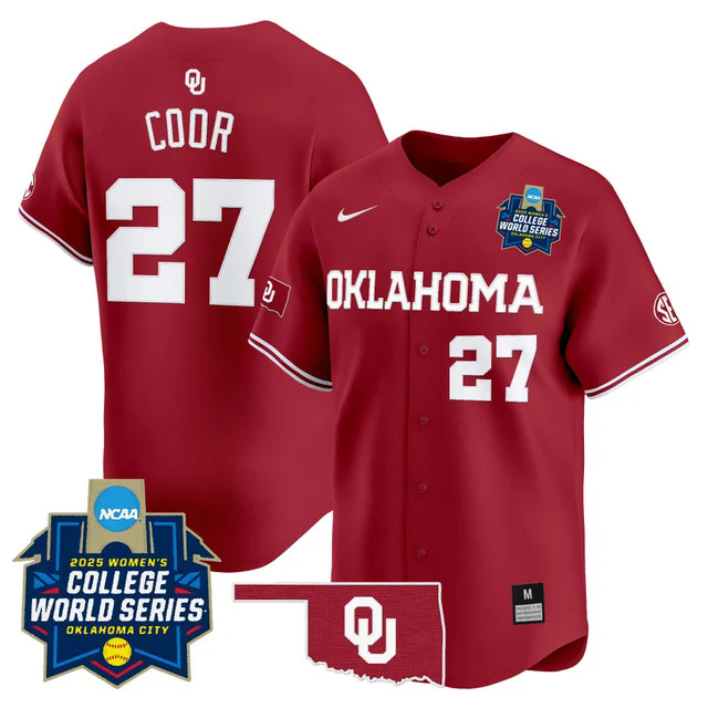Men's size - Oklahoma Sooners Softball 2025 World Series (WCWS) jersey #27 hannah coor.webp