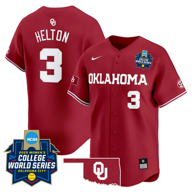 Men's size - Oklahoma Sooners Softball 2025 World Series (WCWS) jersey #3 chaney helton.webp