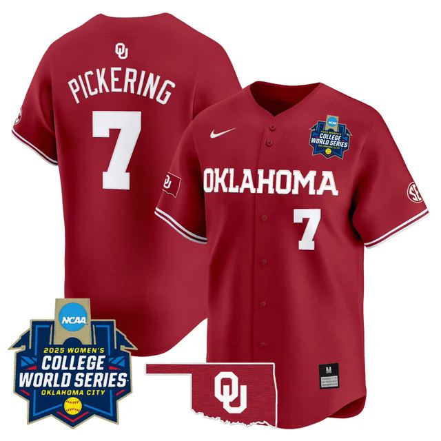 Men's size - Oklahoma Sooners Softball 2025 World Series (WCWS) jersey #7 kasidi pickering.webp