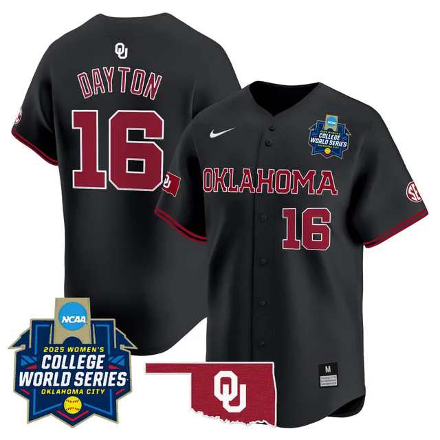 Men's size - Oklahoma Sooners Softball 2025 World Series (WCWS) jersey black #16 abigale dayton.webp