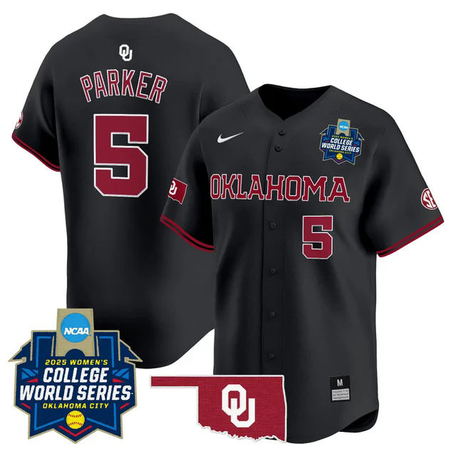 Men's size - Oklahoma Sooners Softball 2025 World Series (WCWS) jersey black #5 ella parker.webp