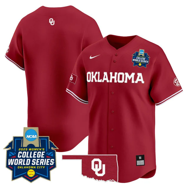 Men's size - Oklahoma Sooners Softball 2025 World Series (WCWS) jersey blank.webp