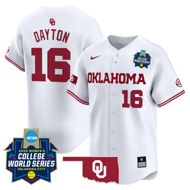Men's size - Oklahoma Sooners Softball 2025 World Series (WCWS) jersey white #16 abigale dayton.webp