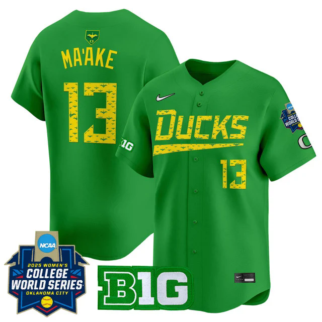 Men's size - Oregon Ducks Softball 2025 World Series (WCWS) Jersey #13 STEFINI MA'AKE.webp