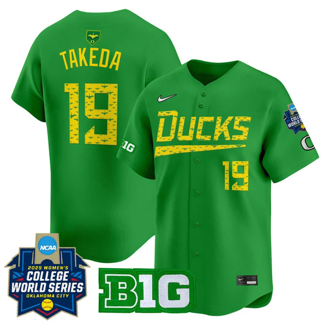 Men's size - Oregon Ducks Softball 2025 World Series (WCWS) Jersey #19 JANIE TAKEDA.webp