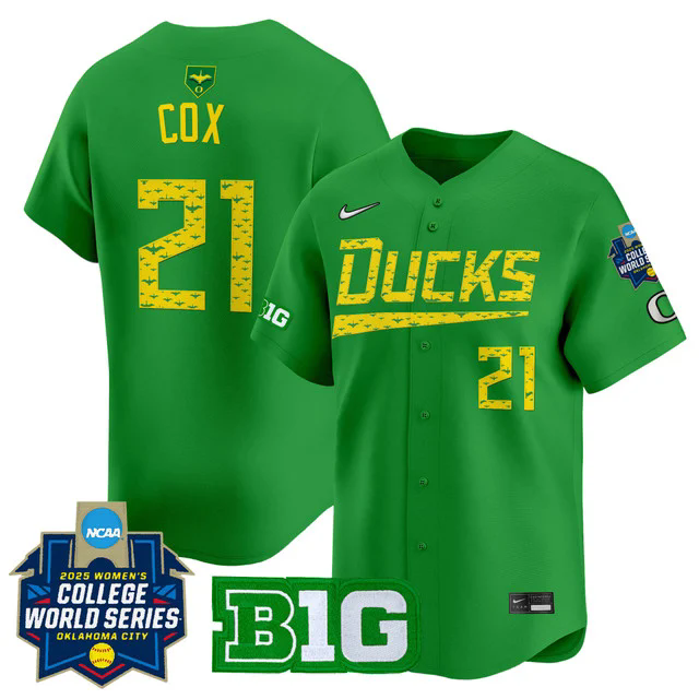 Men's size - Oregon Ducks Softball 2025 World Series (WCWS) Jersey #21 EMMA COX.webp