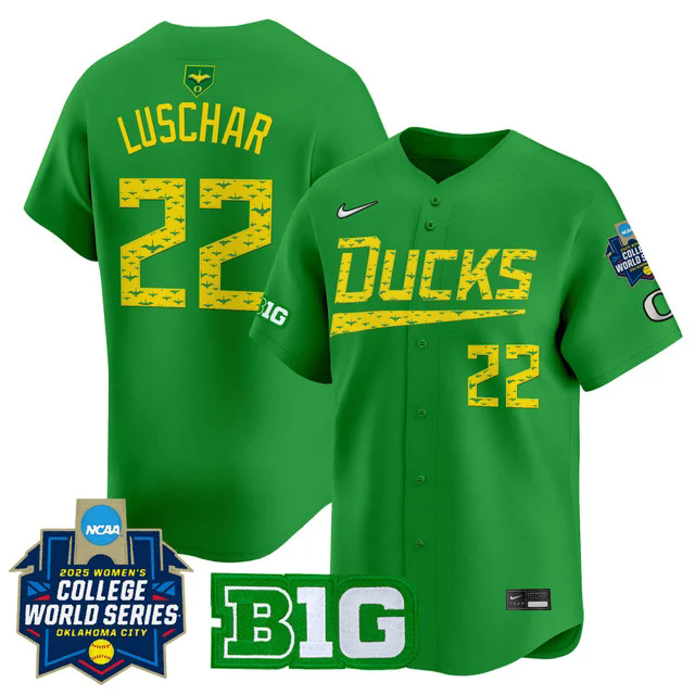 Men's size - Oregon Ducks Softball 2025 World Series (WCWS) Jersey #22 KAI LUSCHAR.webp
