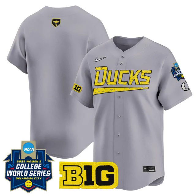 Men's size - Oregon Ducks Softball 2025 World Series (WCWS) Jersey GRAY BLANK.webp