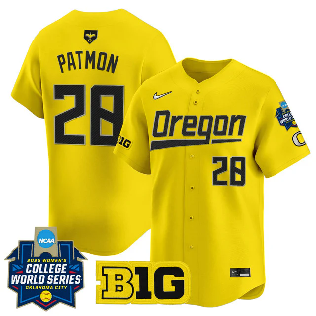 Men's size - Oregon Ducks Softball 2025 World Series (WCWS) Jersey YELLOW #28 DEZIANNA PAYMON.webp