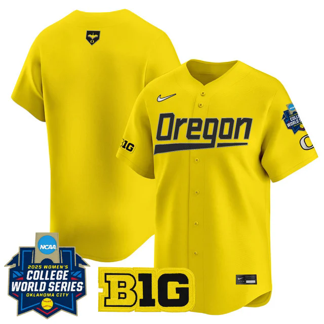 Men's size - Oregon Ducks Softball 2025 World Series (WCWS) Jersey YELLOW BLANK.webp
