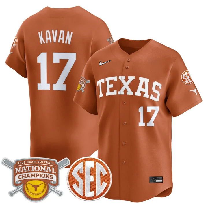 Men's size - Texas Longhorns 2026 Softball National Champions Vapor Premier Limited Jersey 17 Teagan Kavan