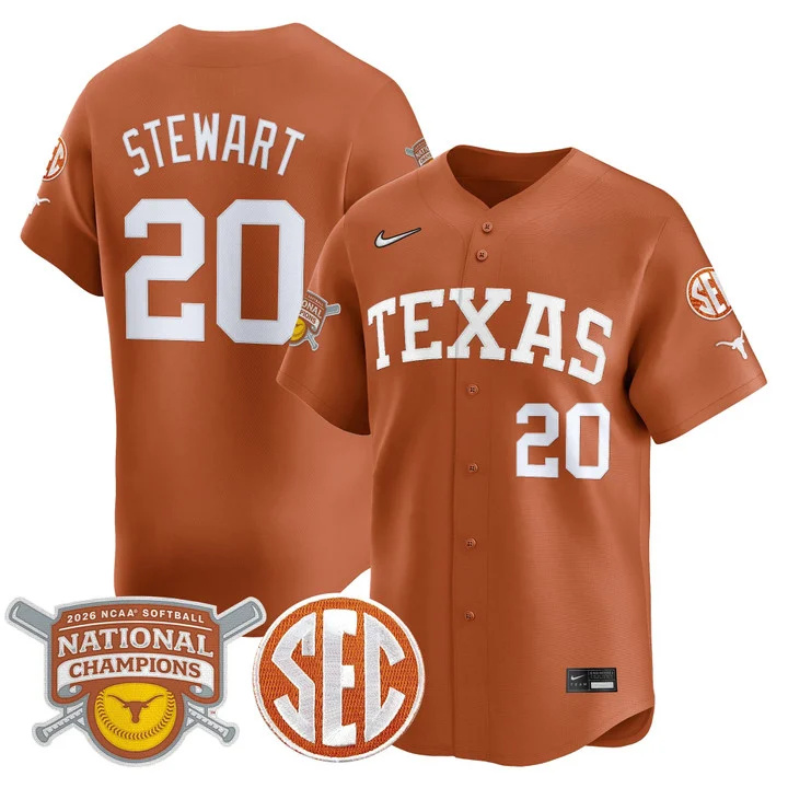 Men's size - Texas Longhorns 2026 Softball National Champions Vapor Premier Limited Jersey 20 Katie Stewart