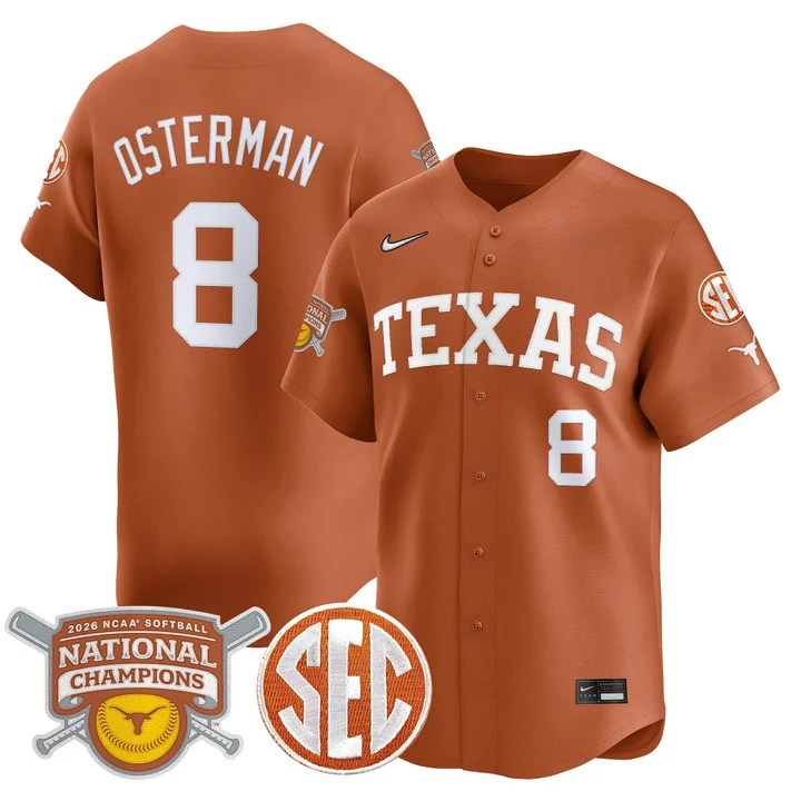 Men's size - Texas Longhorns 2026 Softball National Champions Vapor Premier Limited Jersey 8 Cat Osterman