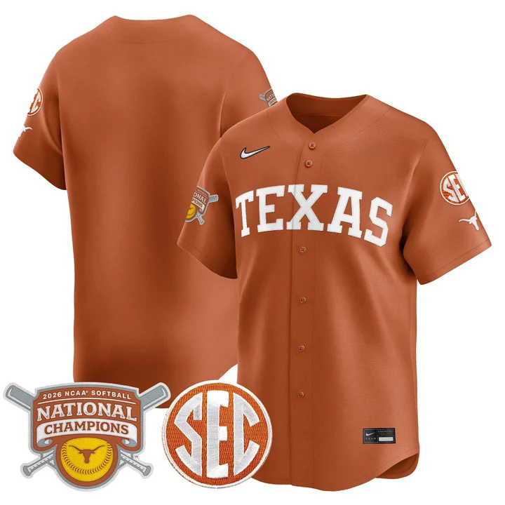 Men's size - Texas Longhorns 2026 Softball National Champions Vapor Premier Limited Jersey blank