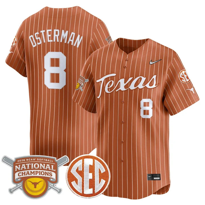Men's size - Texas Longhorns 2026 Softball National Champions Vapor Premier Limited Jersey orange 8 Cat Osterman