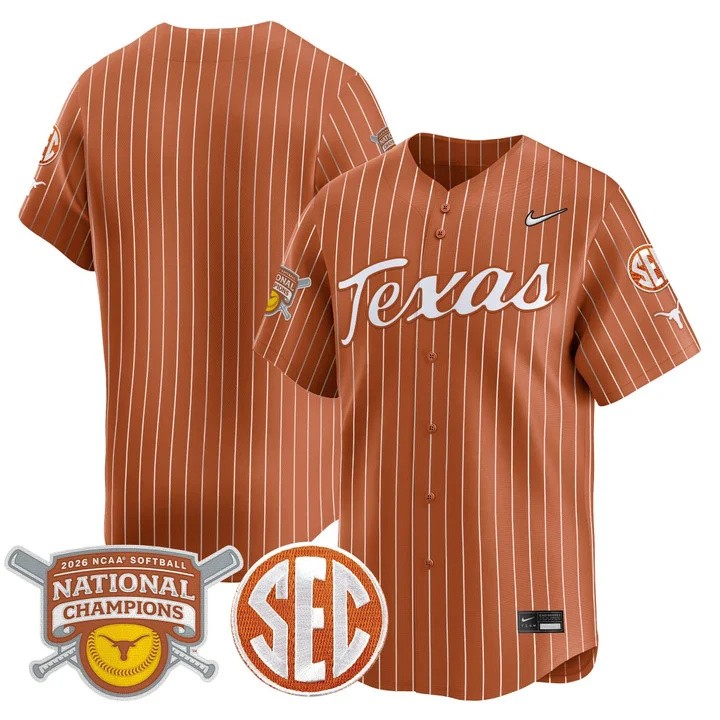 Men's size - Texas Longhorns 2026 Softball National Champions Vapor Premier Limited Jersey orange blank