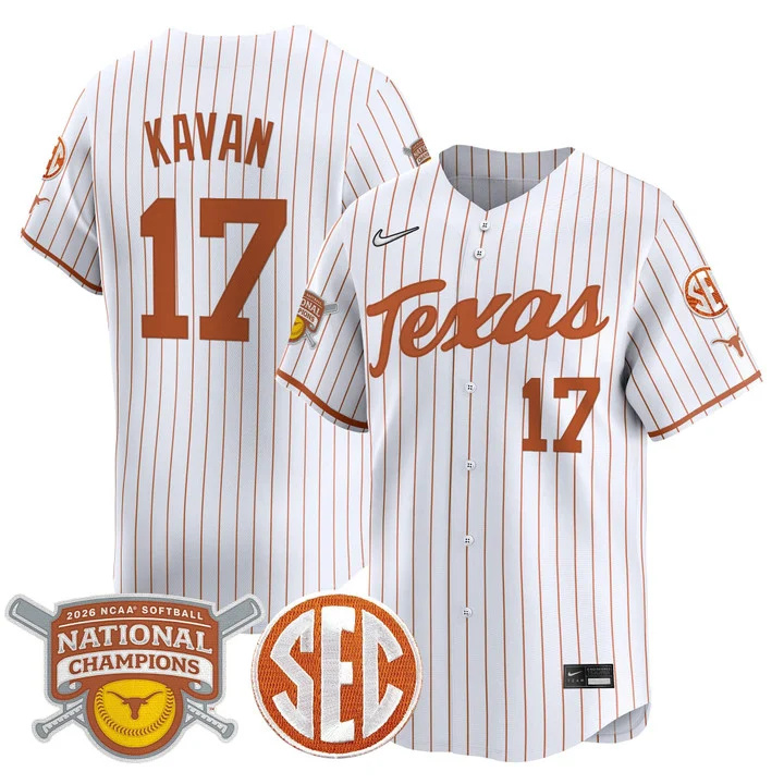 Men's size - Texas Longhorns 2026 Softball National Champions Vapor Premier Limited Jersey white2 17 Teagan Kavan