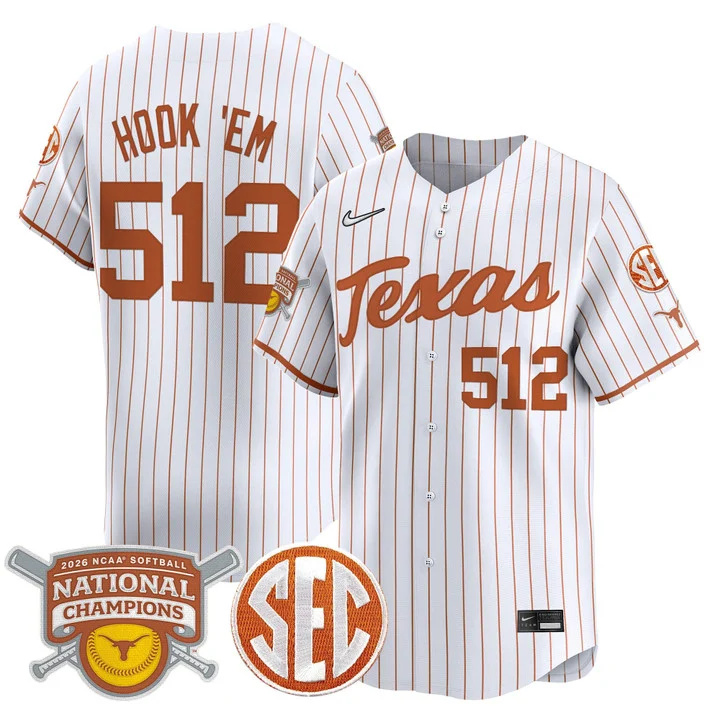Men's size - Texas Longhorns 2026 Softball National Champions Vapor Premier Limited Jersey white2 512 Hook EM