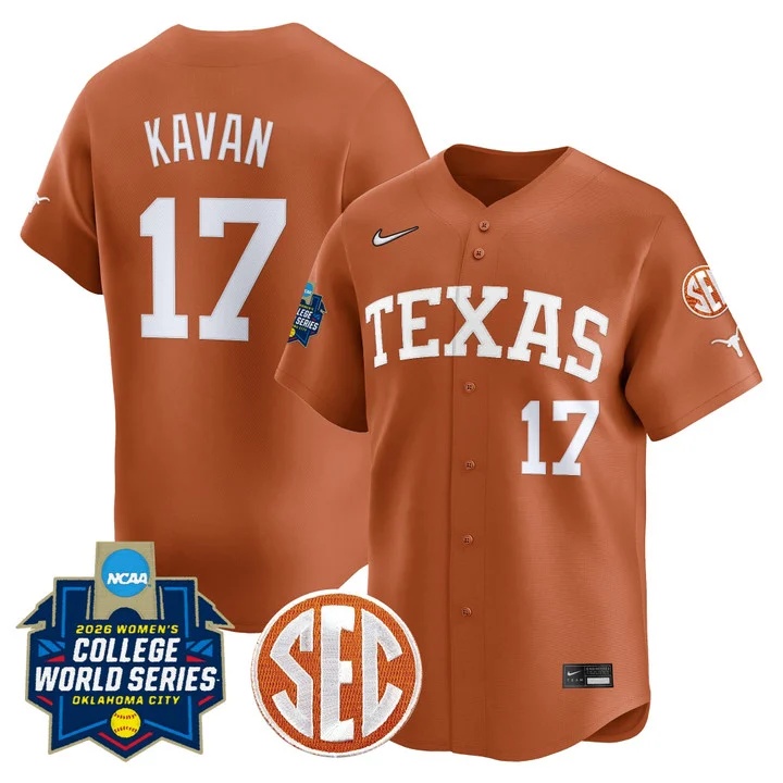Men's size - Texas Longhorns Softball 2026 World Series (WCWS) Vapor Premier Limited Jersey #17 TEAGAN KAVAN