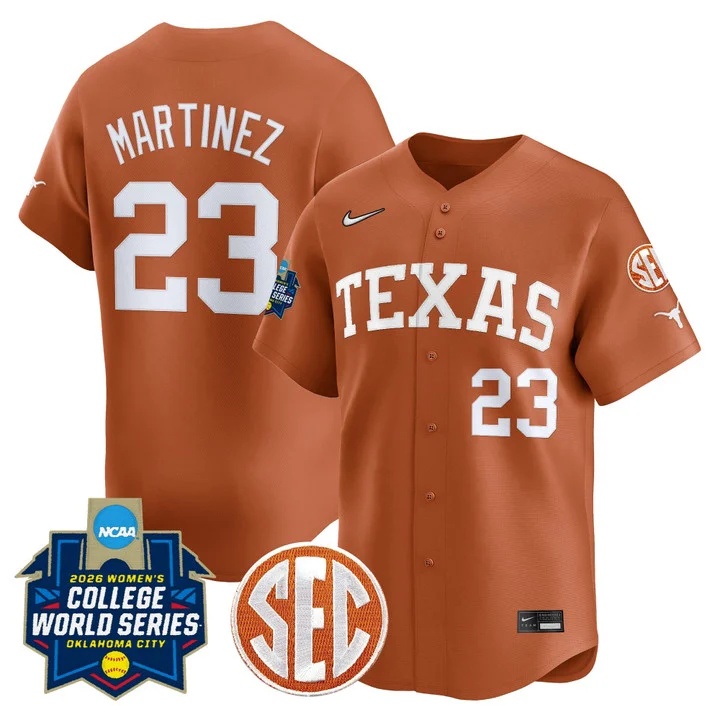 Men's size - Texas Longhorns Softball 2026 World Series (WCWS) Vapor Premier Limited Jersey #23 VIVIANA MARTINEZ