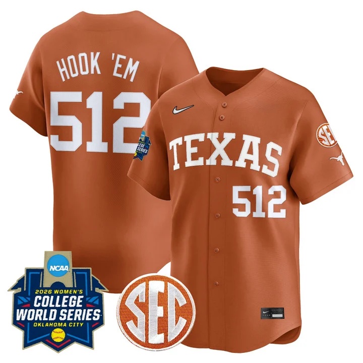 Men's size - Texas Longhorns Softball 2026 World Series (WCWS) Vapor Premier Limited Jersey #512 HOOK ' EM