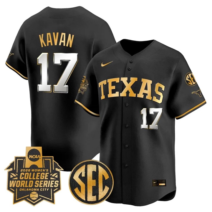 Men's size - Texas Longhorns Softball 2026 World Series (WCWS) Vapor Premier Limited Jersey BLACK #17 TEAGAN KAVAN