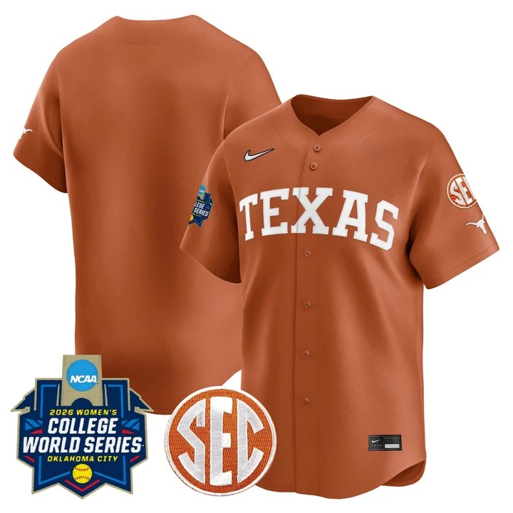 Men's size - Texas Longhorns Softball 2026 World Series (WCWS) Vapor Premier Limited Jersey BLANK