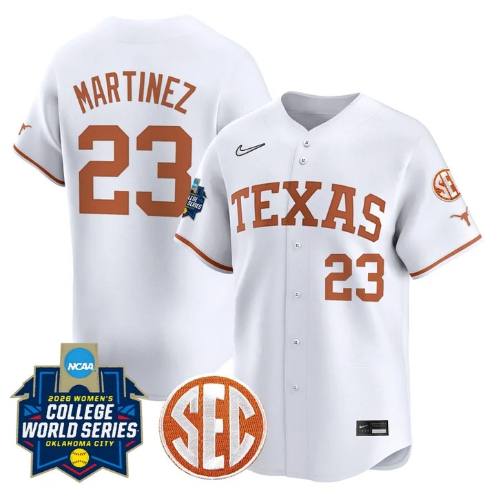 Men's size - Texas Longhorns Softball 2026 World Series (WCWS) Vapor Premier Limited Jersey WHITE #23 VIVIANA MARTINEZ