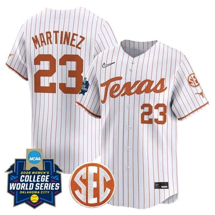 Men's size - Texas Longhorns Softball 2026 World Series (WCWS) Vapor Premier Limited Jersey WHITE2 #23 VIVIANA MARTINEZ