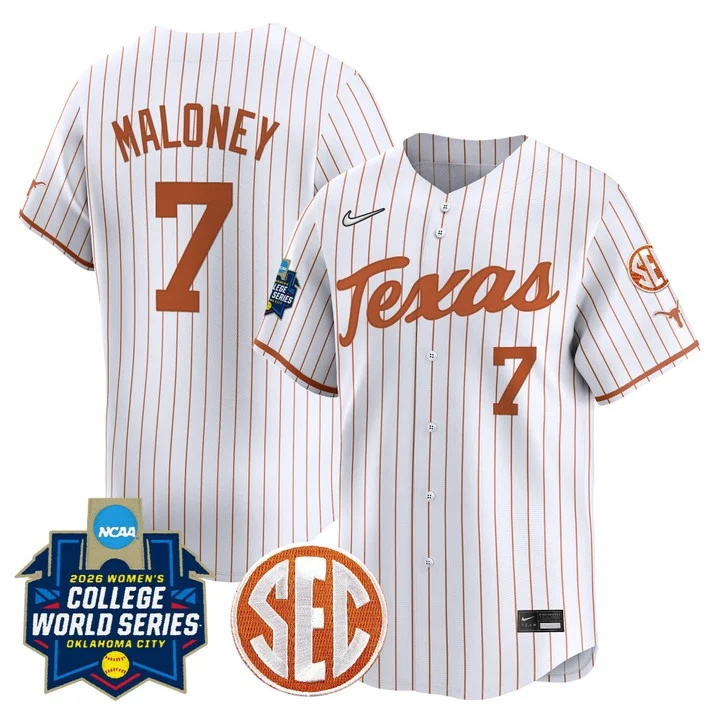 Men's size - Texas Longhorns Softball 2026 World Series (WCWS) Vapor Premier Limited Jersey WHITE2 #7 ASHTON MALONEY