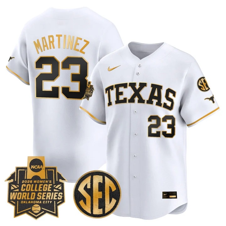 Men's size - Texas Longhorns Softball 2026 World Series (WCWS) Vapor Premier Limited Jersey WHITE3 #23 VIVIANA MARTINEZ