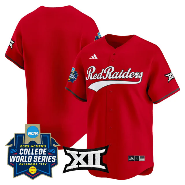 Men's size - Texas Tech Red Raiders Softball 2025 World Series (WCWS) Jersey BLANK.webp
