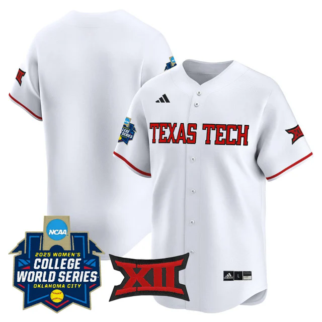 Men's size - Texas Tech Red Raiders Softball 2025 World Series (WCWS) Jersey WHITE BLANK.webp