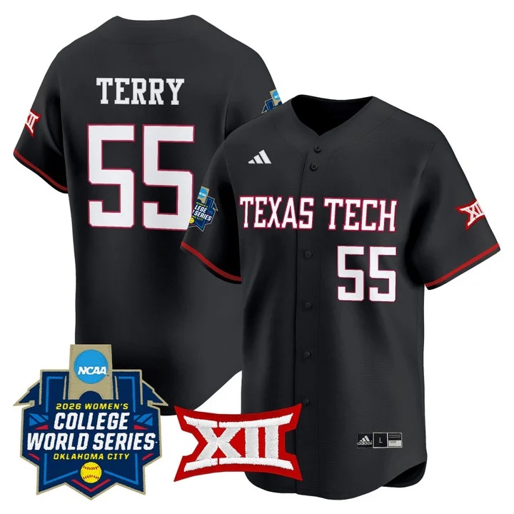 Men's size - Texas Tech Red Raiders Softball 2026 World Series (WCWS) Vapor Premier Limited Jersey BLACK #55 KAITLYN TERRY