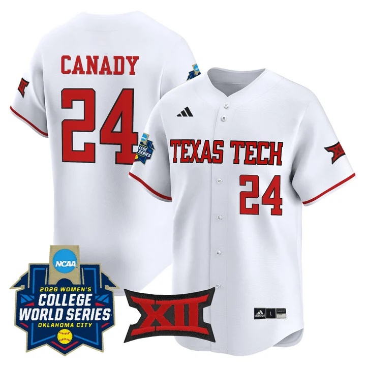 Men's size - Texas Tech Red Raiders Softball 2026 World Series (WCWS) Vapor Premier Limited Jersey WHITE #24 NIJAREE CANADY