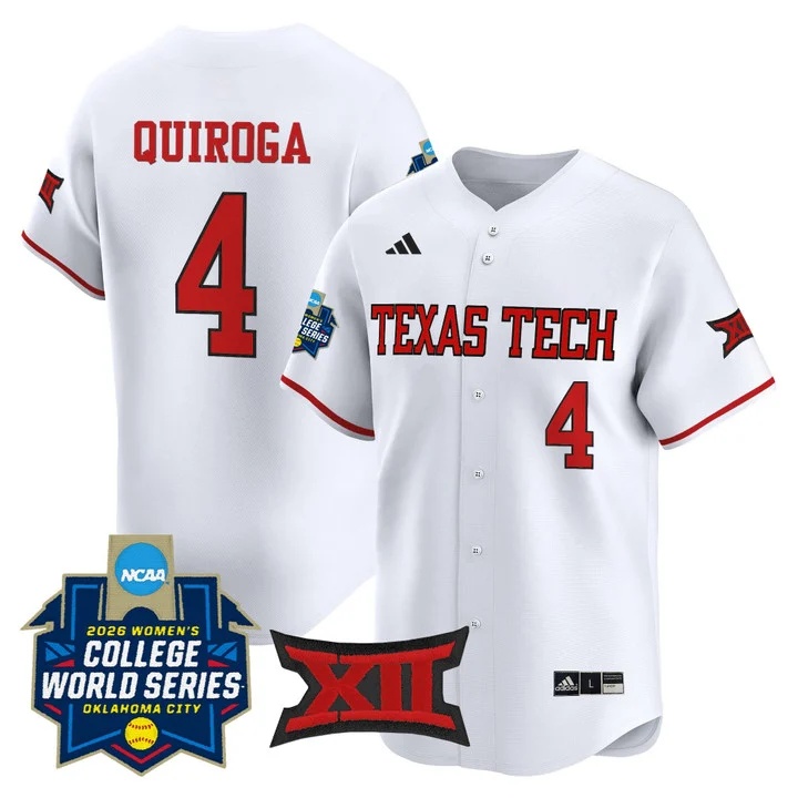 Men's size - Texas Tech Red Raiders Softball 2026 World Series (WCWS) Vapor Premier Limited Jersey WHITE #4 LAGI QUIROGA