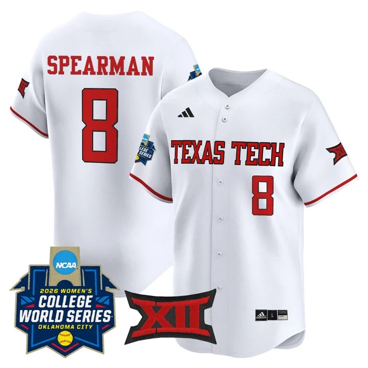 Men's size - Texas Tech Red Raiders Softball 2026 World Series (WCWS) Vapor Premier Limited Jersey WHITE #8 DESIRAE SPEARMAN