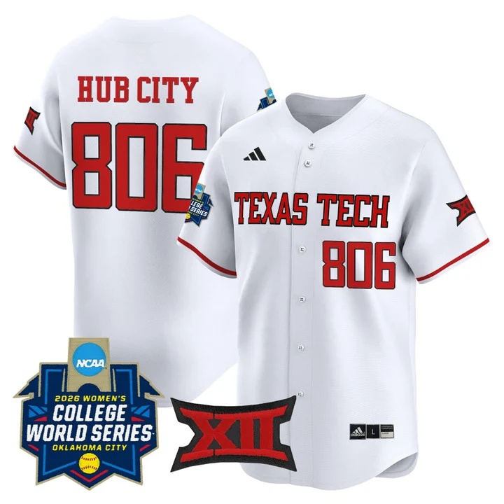 Men's size - Texas Tech Red Raiders Softball 2026 World Series (WCWS) Vapor Premier Limited Jersey WHITE #806 HUB CITY