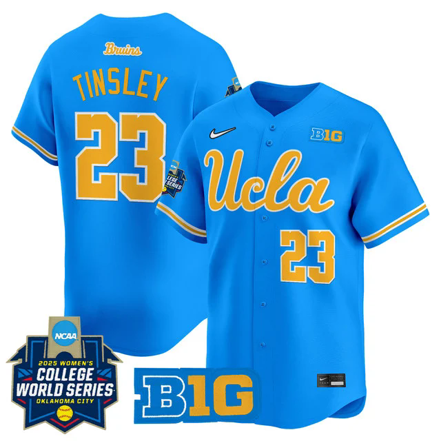 Men's size - UCLA Bruins Softball 2025 World Series (WCWS) Jersey #23 TAYLOR TINSLEY.webp