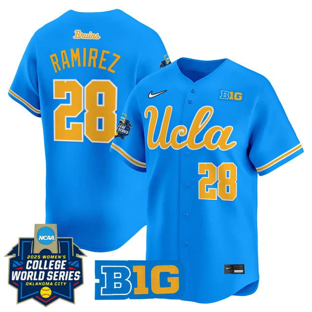 Men's size - UCLA Bruins Softball 2025 World Series (WCWS) Jersey #28 ALEXIS RAMIREZ.webp