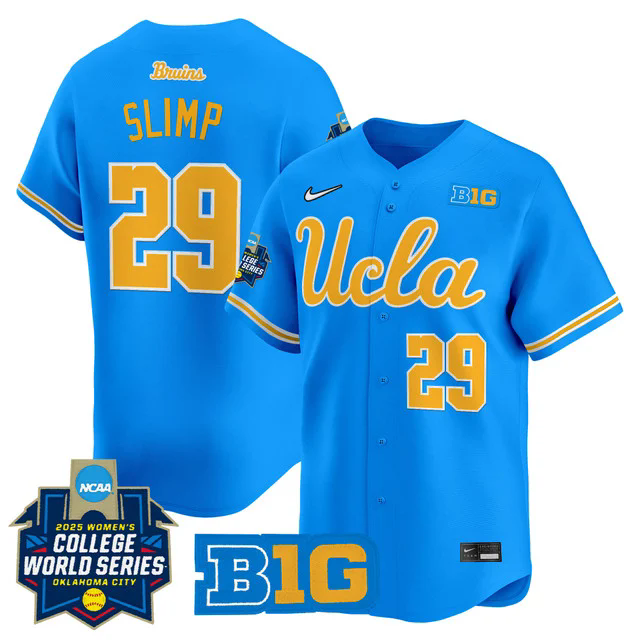 Men's size - UCLA Bruins Softball 2025 World Series (WCWS) Jersey #29 RYLEE SLIMP.webp