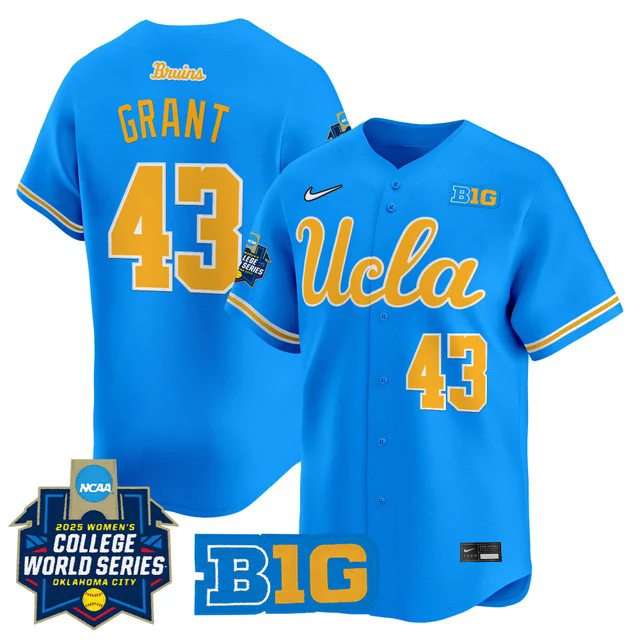 Men's size - UCLA Bruins Softball 2025 World Series (WCWS) Jersey #43 MEGAN GRANT.webp