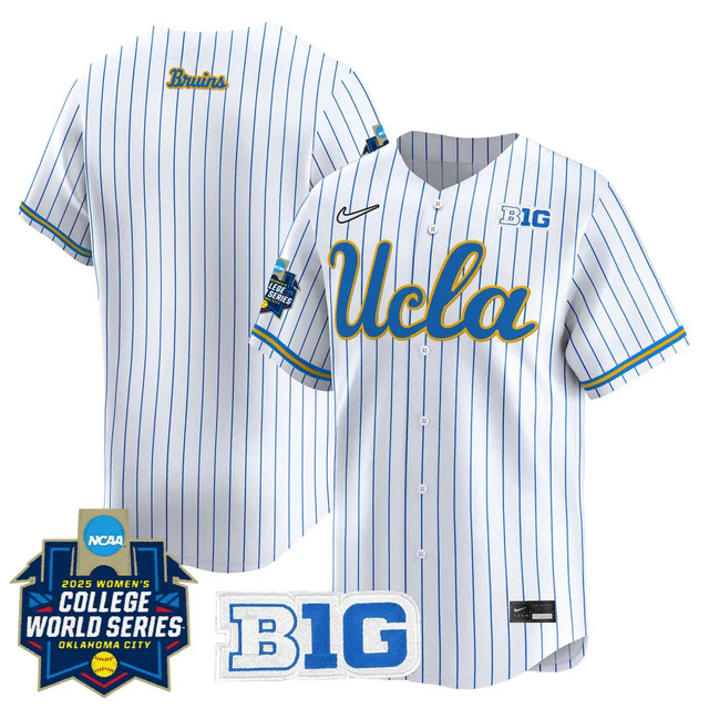 Men's size - UCLA Bruins Softball 2025 World Series (WCWS) Jersey PINSTRIPE BLANK.webp