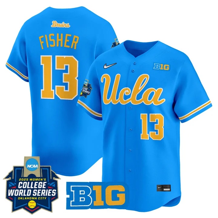 Men's size - UCLA Bruins Softball 2025 World Series (WCWS) Vapor Premier Limited Jersey BLUE#13 ADDISEN FISHER