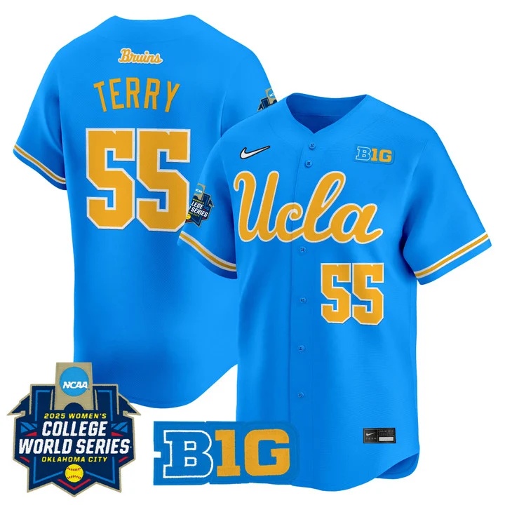 Men's size - UCLA Bruins Softball 2025 World Series (WCWS) Vapor Premier Limited Jersey BLUE#55 KAITLYN TERRY