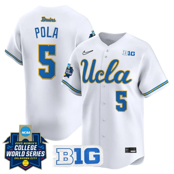 Men's size - UCLA Bruins Softball 2025 World Series (WCWS) Vapor Premier Limited Jersey WHITE#5 SAVANNAH POLA